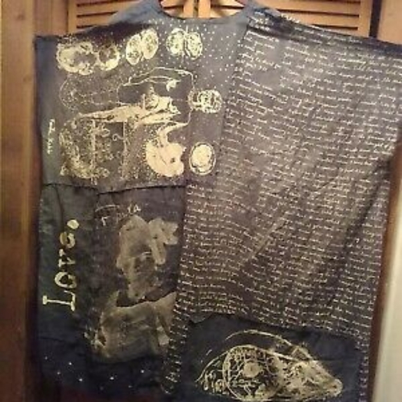 Rare Magnolia Pearl Frida Kahlo Jaya Kaftan Dress Ozzy Patchwork Artist Smock OS - Picture 12 of 17